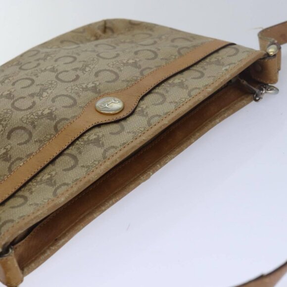 CELINE C Macadam Canvas Shoulder Bag Leather Beige - Picture 6 of 16